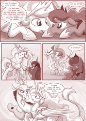 Size: 850x1202 | Tagged: safe, artist:stepandy, discord, princess celestia, princess luna, alicorn, pony, comic:mark of chaos, comic, dislestia, female, male, shipping, straight