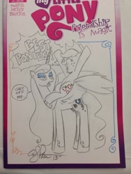 Size: 852x1136 | Tagged: safe, artist:andypriceart, applejack, princess luna, alicorn, earth pony, pony, ponies riding ponies, traditional art