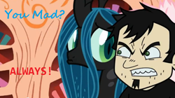 Size: 742x417 | Tagged: safe, artist:mixermike622, queen chrysalis, changeling, changeling queen, angry, dan, dan vs