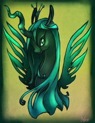 Size: 682x882 | Tagged: safe, artist:vertizontal, queen chrysalis, changeling, changeling queen, female, solo