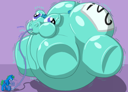 Size: 2500x1800 | Tagged: safe, artist:wydart, oc, oc only, oc:interrobang, oc:linework, air inflation, air tank, hose, huge butt, impossibly large butt, inflated head, inflation, large butt, sound effects