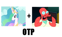 Size: 1103x666 | Tagged: safe, princess celestia, alicorn, pony, crack shipping, exploitable meme, futurama, joke shipping, meme, op is trying to start shit, otp, shipping, zoidberg