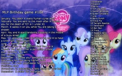 Size: 1920x1200 | Tagged: safe, apple bloom, applejack, button mash, davenport, derpy hooves, discord, fluttershy, lyra heartstrings, pinkie pie, queen chrysalis, rainbow dash, rarity, scootaloo, sweetie belle, trixie, twilight sparkle, birthday game, exploitable meme, meme