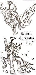 Size: 884x1834 | Tagged: safe, artist:rossmaniteanzu, queen chrysalis, changeling, changeling queen, antagonist, sketch