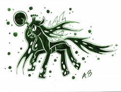 Size: 2215x1696 | Tagged: safe, artist:rossmaniteanzu, queen chrysalis, changeling, changeling queen, female, magic, traditional art