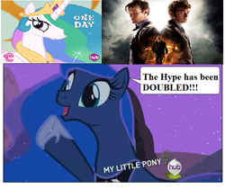 Size: 655x549 | Tagged: safe, princess celestia, princess luna, alicorn, pony, season 4, countdown, david tennant, day of the doctor, doctor who, eleventh doctor, hype, john hurt, matt smith, tenth doctor, the fun has been doubled, war doctor