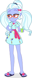 Size: 3128x7413 | Tagged: safe, artist:punzil504, sugarcoat, better together, equestria girls, spring breakdown, absurd resolution, beverage, clothes, cute, dress, drink, feet, female, flip-flops, glass, glasses, legs, pigtails, sandals, simple background, smiling, solo, straw, sugarcute, transparent background, twintails, vector