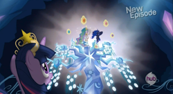 Size: 1913x1043 | Tagged: safe, screencap, princess celestia, princess luna, twilight sparkle, twilight sparkle (alicorn), alicorn, pony, princess twilight sparkle (episode), elements of harmony, female, low angle, mare, tree of harmony