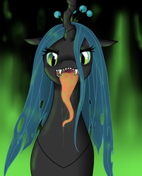 Size: 1590x1979 | Tagged: safe, artist:mondlichtkatze, queen chrysalis, changeling, changeling queen, female, solo, tongue out