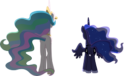 Size: 9770x6000 | Tagged: safe, artist:jordila-forge, princess celestia, princess luna, alicorn, pony, absurd resolution, back, duo, female, mare, plot, plot pair, rear view, royal sisters, simple background, sisters, spread wings, transparent background, wings