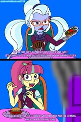 Size: 729x1096 | Tagged: safe, artist:malevolentsamson, sour sweet, sugarcoat, equestria girls, burger, dialogue, food, hamburger, looking at you, reference, smoke, steamed hams, the simpsons