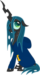 Size: 835x1556 | Tagged: safe, artist:totallynotabronyfim, queen chrysalis, changeling, changeling queen, clothes, hoodie, michigan, simple background, smiling, solo, transparent background, vector