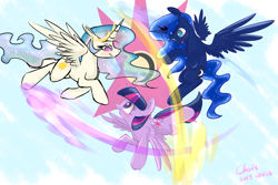 Size: 6000x4000 | Tagged: safe, artist:xcopyen002, princess celestia, princess luna, twilight sparkle, twilight sparkle (alicorn), alicorn, pony, princess twilight sparkle (episode), season 4, female, mare