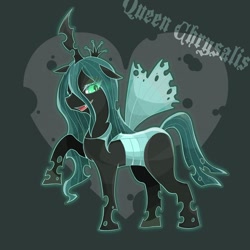 Size: 700x700 | Tagged: safe, artist:hiiko, queen chrysalis, changeling, changeling queen, female, horn, pixiv, solo