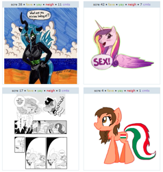 Size: 535x563 | Tagged: safe, princess cadance, queen chrysalis, oc, alicorn, changeling, changeling queen, pony, exploitable meme, juxtaposition, juxtaposition win