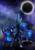 Size: 600x849 | Tagged: safe, artist:pegasisters82, princess luna, alicorn, pony, eclipse, lunar eclipse, moon, shooting star, solo, stars