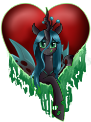 Size: 4263x5737 | Tagged: safe, artist:pridark, queen chrysalis, changeling, changeling queen, absurd resolution, heart, simple background, solo, transparent background