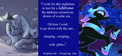 Size: 508x232 | Tagged: safe, nightmare moon, princess luna, alicorn, pony, forum signature, lyrics, nightwish, sleeping sun