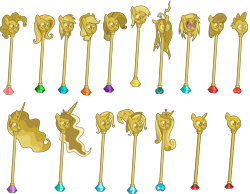 Size: 5000x3877 | Tagged: safe, applejack, derpy hooves, dj pon-3, fluttershy, octavia melody, pinkie pie, princess cadance, princess celestia, princess luna, queen chrysalis, rainbow dash, rarity, spike, trixie, twilight sparkle, vinyl scratch, alicorn, changeling, changeling queen, dragon, earth pony, pegasus, pony, unicorn, princess twilight sparkle (episode), everyone gets a rod, female, mane seven, mane six, mare, meme, twilight scepter