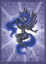 Size: 891x1251 | Tagged: safe, artist:raptor007, princess luna, anthro, ambiguous facial structure, armor, solo