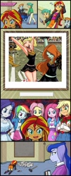 Size: 800x1977 | Tagged: safe, applejack, fluttershy, pinkie pie, princess luna, rainbow dash, rarity, snails, snips, sunset shimmer, twilight sparkle, vice principal luna, equestria girls, batman, exploitable meme, harley quinn, mane six, meme, poison ivy, sunset's art critics