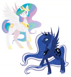 Size: 1280x1394 | Tagged: dead source, safe, artist:starrypon, princess celestia, princess luna, alicorn, pony, sisters