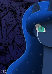 Size: 3508x4961 | Tagged: safe, artist:moonlight-pen, nightmare moon, princess luna, alicorn, pony, crying, nightmare luna, solo