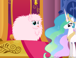 Size: 650x500 | Tagged: safe, artist:mixermike622, princess celestia, oc, oc:fluffle puff, alicorn, pony, single panel