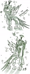 Size: 1277x3100 | Tagged: safe, artist:rossmaniteanzu, queen chrysalis, changeling, changeling queen, sketch, traditional art