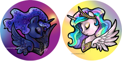 Size: 915x456 | Tagged: safe, artist:ladyamaltea, princess celestia, princess luna, alicorn, pony, eyes closed, portrait, sisters