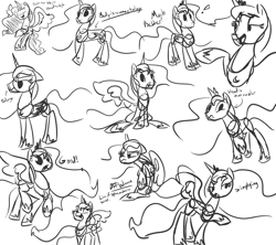 Size: 1800x1600 | Tagged: safe, artist:tess, princess luna, alicorn, pony, monochrome, sketch dump, solo