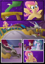 Size: 1000x1415 | Tagged: safe, artist:falleninthedark, artist:stepandy, discord, fluttershy, princess celestia, alicorn, pegasus, pony, collaboration, comic:notte insonne, comic, shipper on deck