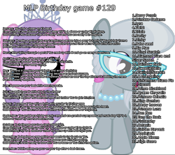 Size: 1800x1600 | Tagged: safe, apple bloom, applejack, diamond tiara, discord, fluttershy, king sombra, prince blueblood, queen chrysalis, rainbow dash, rarity, scootaloo, silver spoon, sweetie belle, trixie, twilight sparkle, birthday game, exploitable meme, pinkamena diane pie