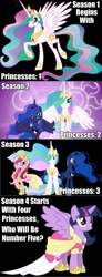 Size: 355x960 | Tagged: safe, princess cadance, princess celestia, princess luna, twilight sparkle, twilight sparkle (alicorn), alicorn, pony, alicorn tetrarchy, alicornspiracy, brony history, female, hilarious in hindsight, logic, mare, math, pattern, stock vector