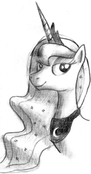 Size: 1232x2348 | Tagged: safe, artist:crestfallencelestia, princess luna, alicorn, pony, monochrome, portrait, solo, traditional art