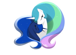 Size: 3200x2300 | Tagged: safe, artist:zombie-burrito, princess celestia, princess luna, alicorn, pony, eyes closed, neck nuzzle, nuzzling, simple background