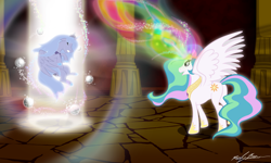 Size: 5000x3000 | Tagged: safe, artist:moongazeponies, princess celestia, princess luna, alicorn, pony, artifact, banishment, magic