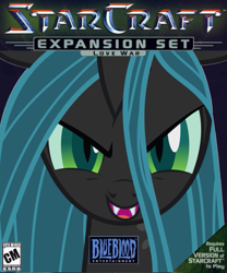Size: 749x900 | Tagged: safe, artist:nickyv917, queen chrysalis, changeling, changeling queen, expansion pack, parody, solo, starcraft