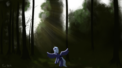 Size: 3000x1687 | Tagged: safe, artist:scouthiro, princess luna, alicorn, pony, commission, dark, forest, solo