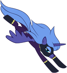Size: 5976x6500 | Tagged: safe, artist:maximillianveers, princess luna, alicorn, pony, absurd resolution, bedroom eyes, clothes, flying, s1 luna, shadowbolts, shadowbolts costume, simple background, solo, transparent background, vector