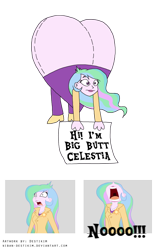 Size: 758x1200 | Tagged: safe, artist:niban-destikim, princess celestia, principal celestia, equestria girls, balloon, big no, comic, large butt, meme, nose in the air, parody, simple background, simpsons did it, solo, sunbutt, the simpsons, transparent background