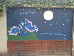 Size: 3264x2448 | Tagged: safe, artist:theresky, princess luna, alicorn, pony, motivational, photo, street art