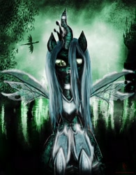 Size: 1500x1920 | Tagged: dead source, safe, artist:fearyzy, queen chrysalis, changeling, changeling queen, canterlot, solo