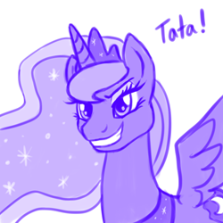 Size: 1000x1000 | Tagged: safe, artist:marindashy, princess luna, alicorn, pony, female, horn, mare, monochrome, solo