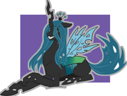 Size: 1283x968 | Tagged: safe, artist:slipe, queen chrysalis, changeling, changeling queen, female, horn, solo