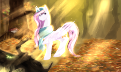 Size: 2500x1500 | Tagged: safe, artist:deltalix, princess celestia, alicorn, pony, clothes, hat, scarf, solo