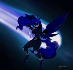 Size: 1280x1229 | Tagged: safe, artist:da-goddamn-batguy, princess luna, alicorn, anthro, unguligrade anthro, crossover, kamen rider, kamen rider meteor, solo