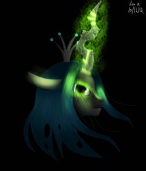 Size: 828x966 | Tagged: safe, artist:shadowpaint-lisam, queen chrysalis, changeling, changeling queen, female, green eyes, horn, solo