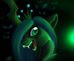 Size: 1266x1059 | Tagged: safe, artist:ladybd, queen chrysalis, changeling, changeling queen, female, green eyes, horn, solo