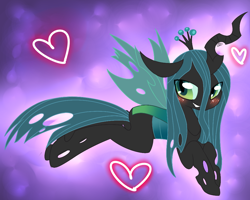 Size: 1000x800 | Tagged: safe, artist:yolobutt, queen chrysalis, changeling, changeling queen, blushing, female, heart, smiling, solo